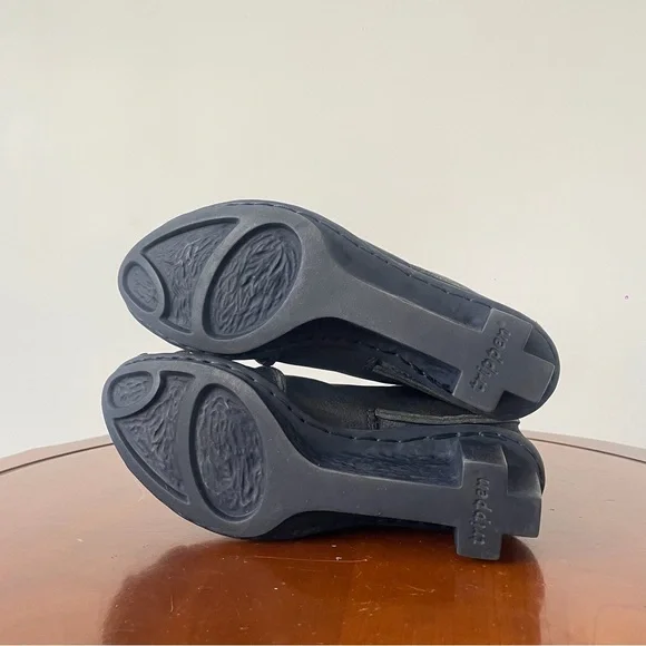 Trippen Black Pebbled Leather Wedge Ankle Boots | - Picture 6 of 8